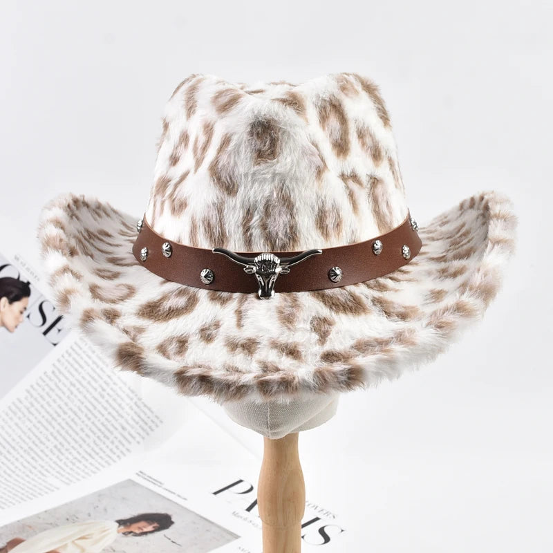 Winter Fluffy Faux Fur Fedora Hats For Women Men