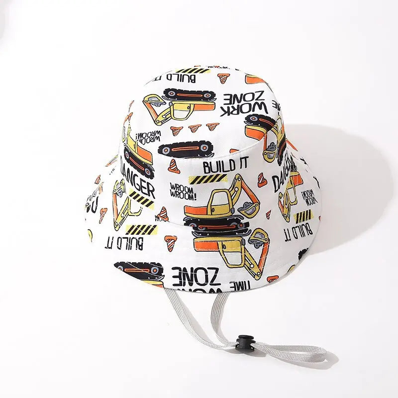 Kids' Fisherman Hat Summer Cute Cartoon Excavator Print Playful Bucket Hat