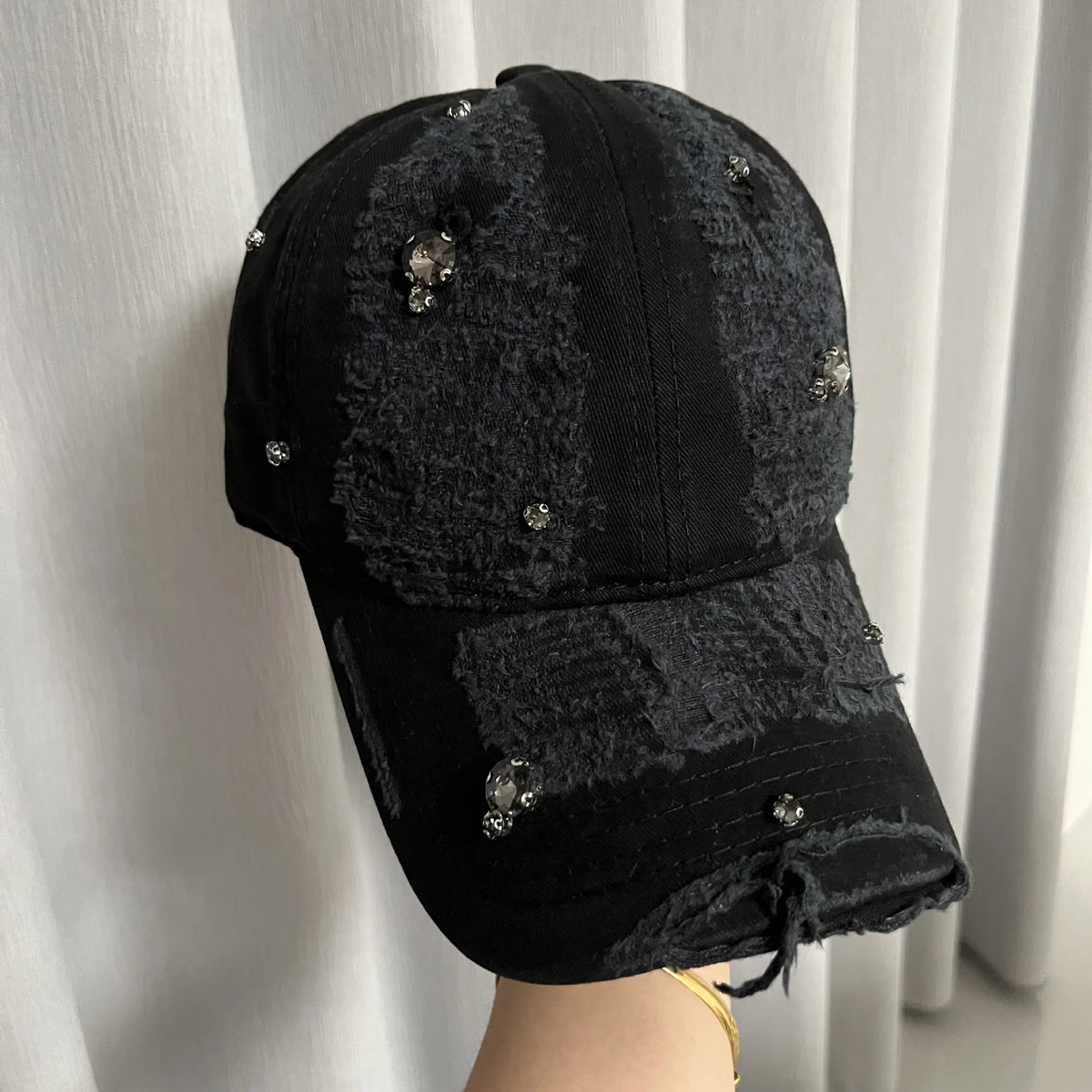 Rhinestone Distressed Baseball Cap