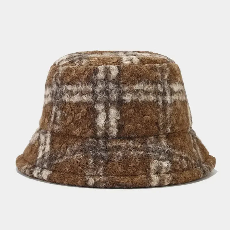 Winter Polyester Print Warm Bucket Hat Fisherman Hat