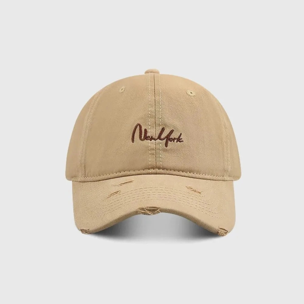 Adjustable New York Baseball Cap Cursive Embroidery Deep Crown Dad Hat