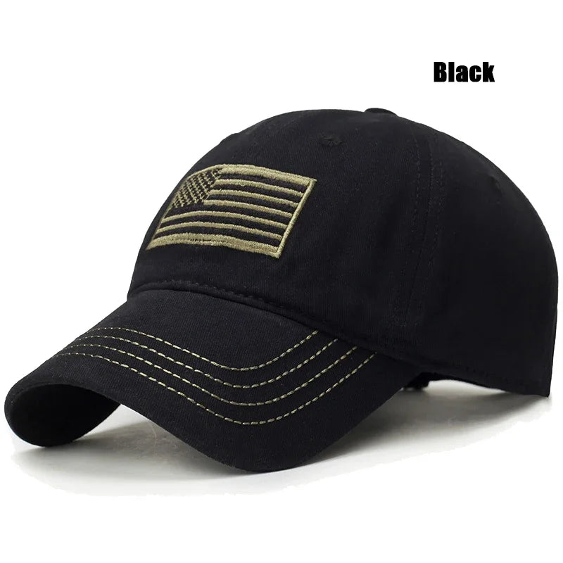 American Flag Embroidered Cotton Adjustable Soft Top Baseball Cap