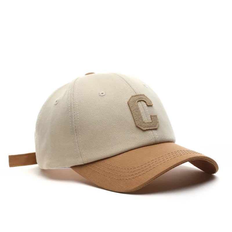 Unisex Cotton Baseball Cap For Women And Men Fashion Letter C Patch Hat Summer
