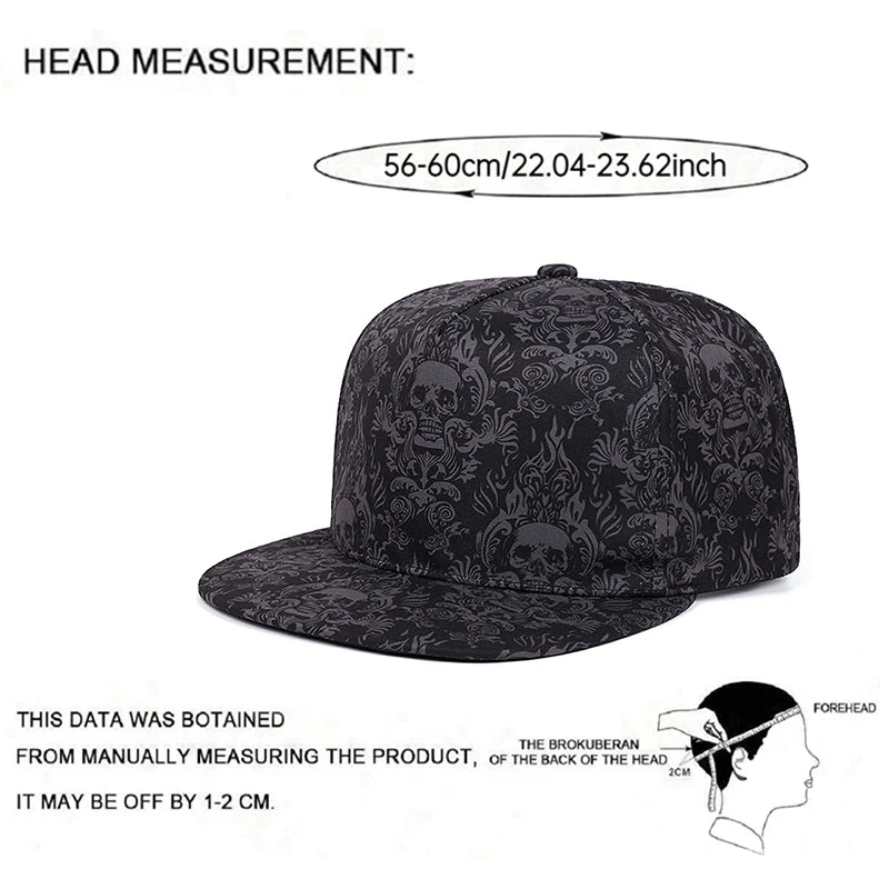 Baseball Hat Full Skull Print Street Hip Hop Hat Outdoor Daily Decoration Hat
