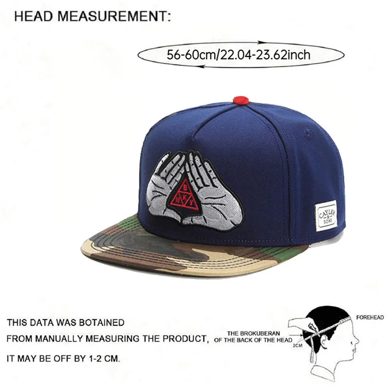 Trendy New Flat brimmed Hat with Two Hands Embroidery Street