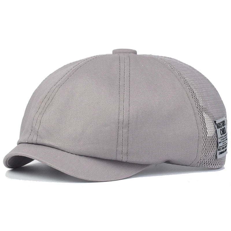 Summer Mesh boy Cap Breathable Cotton Peaky Octagonal Hat Vintage Casual Cap