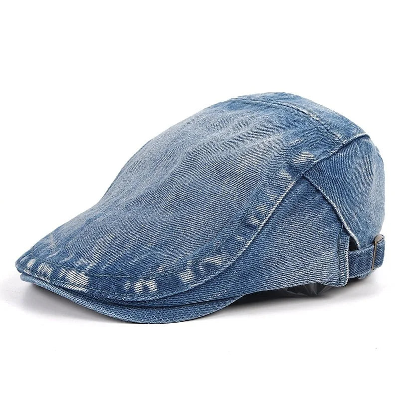 Four Seasons Retro Beret For Men And Women British Denim Peaked Cap
