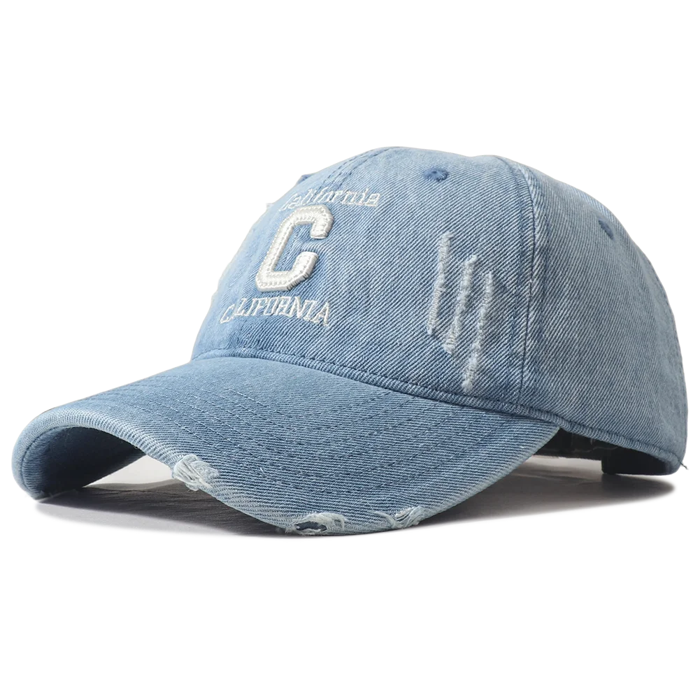New Letter C Embroidered Washed Denim Baseball Cap