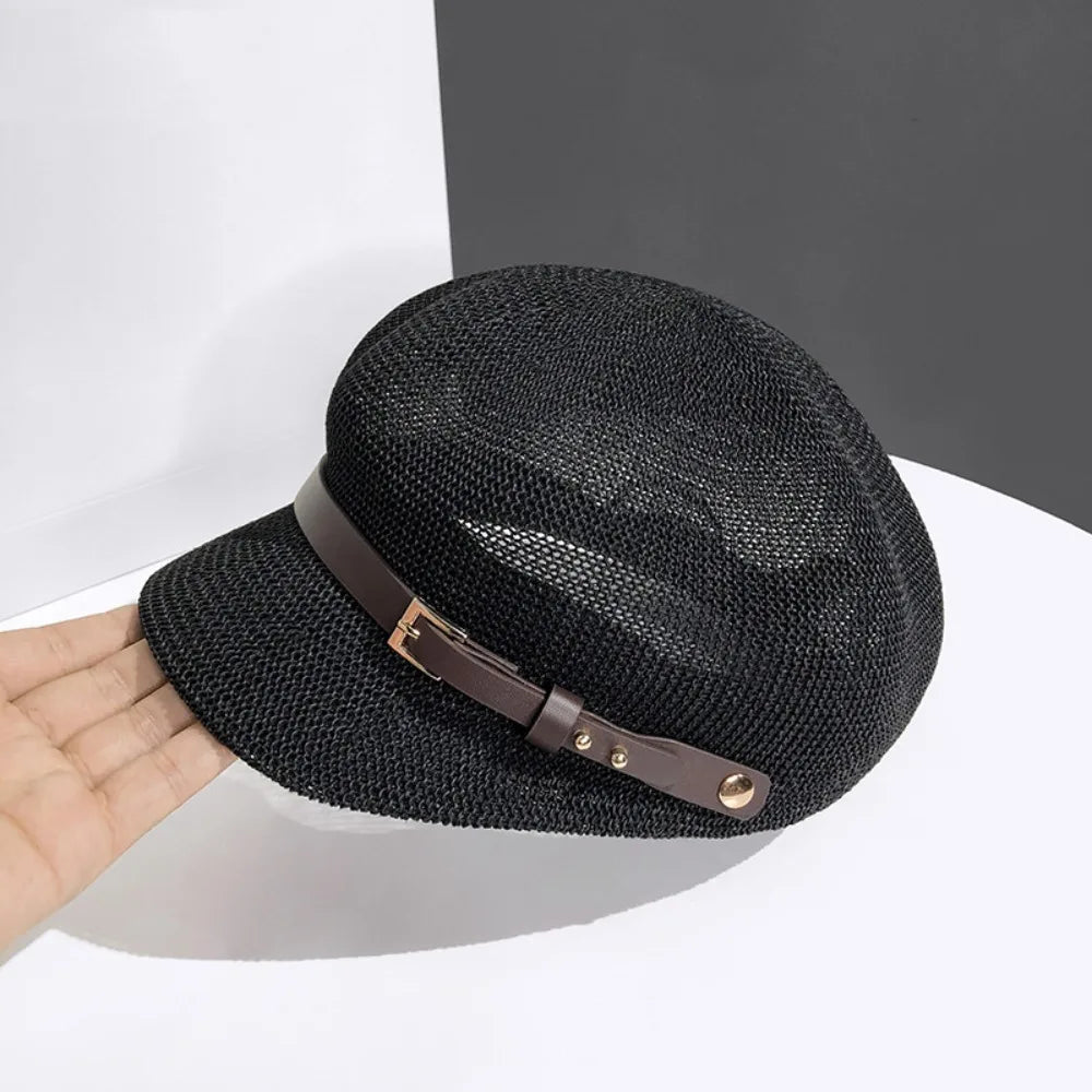New Breathable Women's Beret Thin Knitted Octagonal Hat