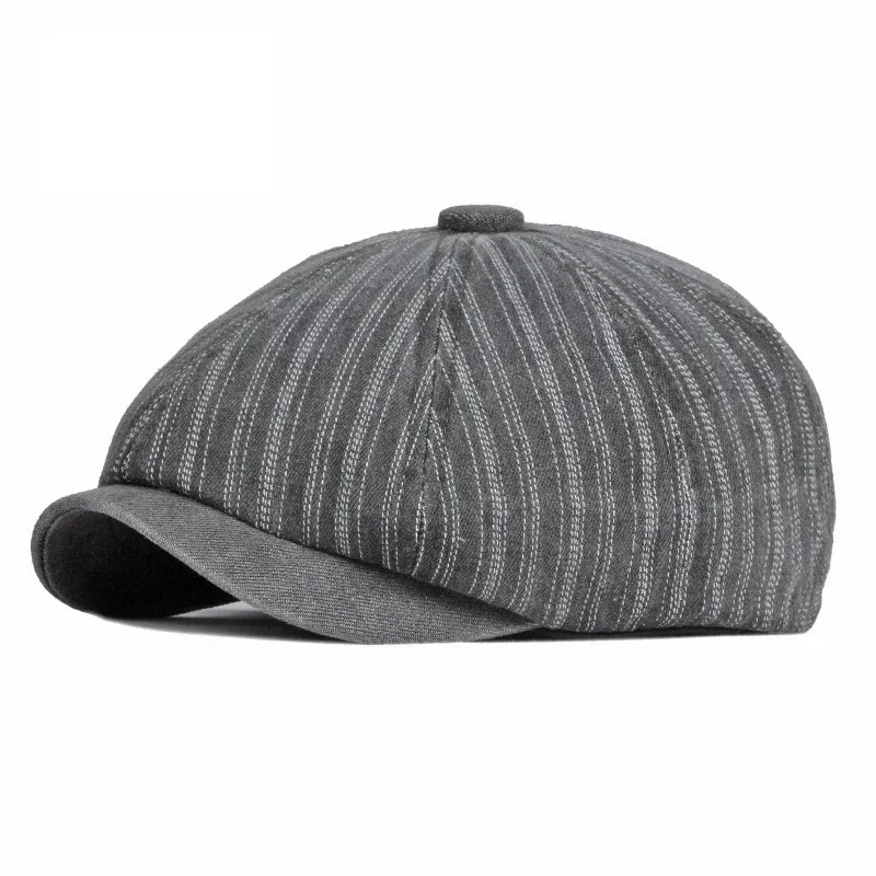 Striped Washed Denim Hats For Men Boinas Newsboy Caps