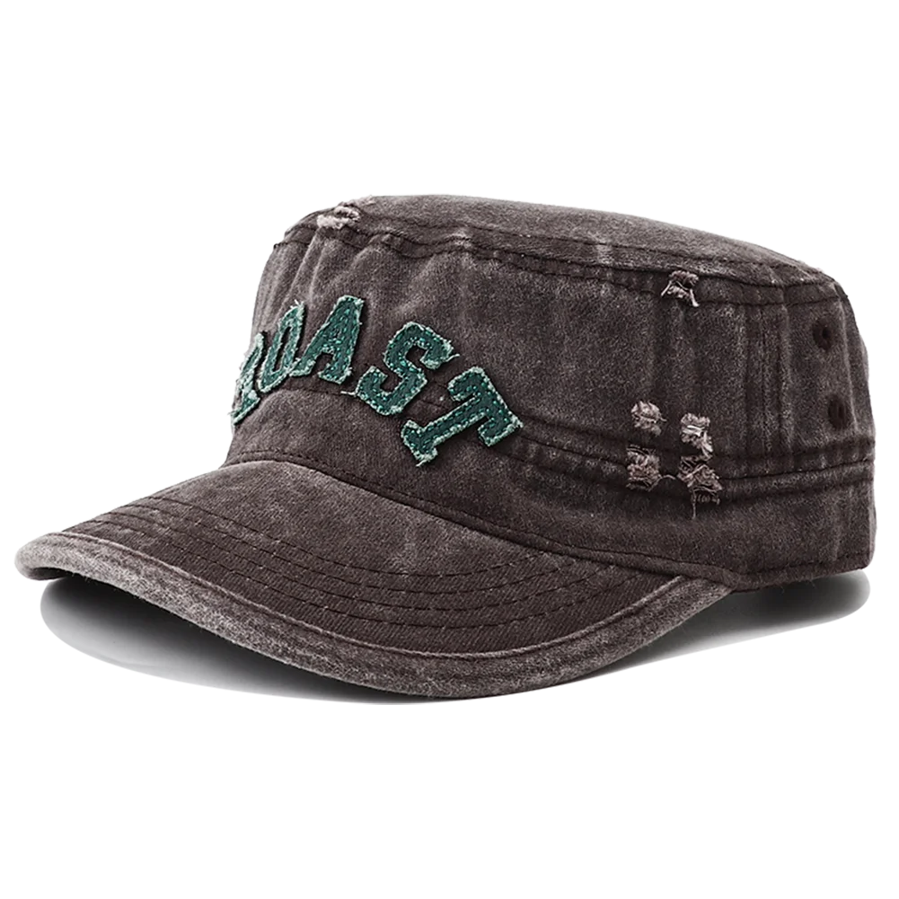 New Unisex Flat Top Hat For Men Retro Vintage Black Green Army Cap