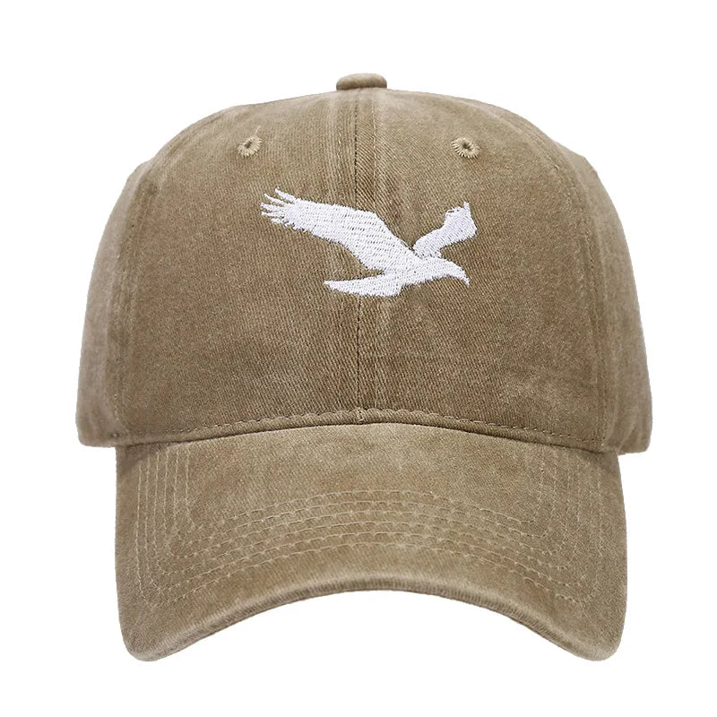 Unisex Eagle Embroidery Print Wash Baseball Cap