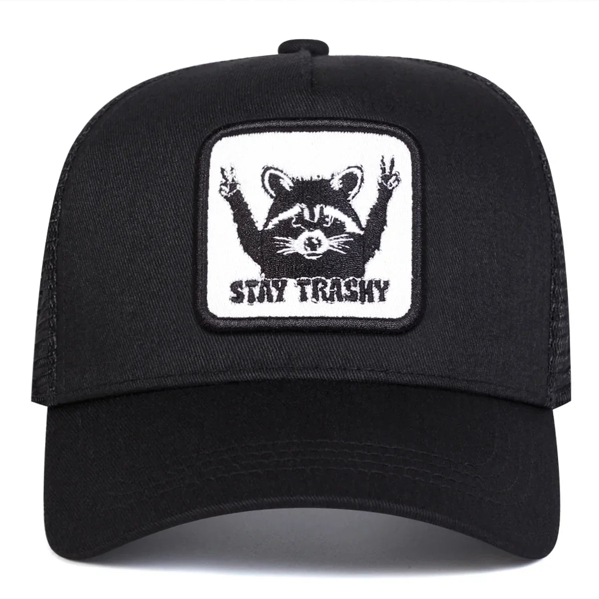 Unisex Stay Trashy Raccoon Embroidery Baseball Net Caps Spring Summer