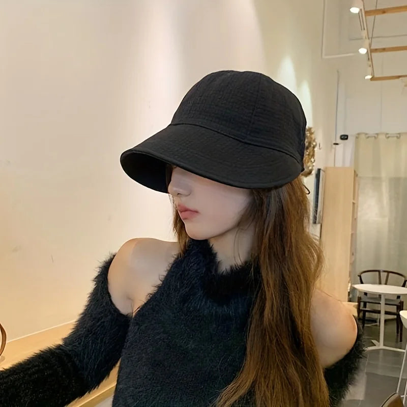 Women's Solid Color Bucket Hat, Sunscreen Outdoor