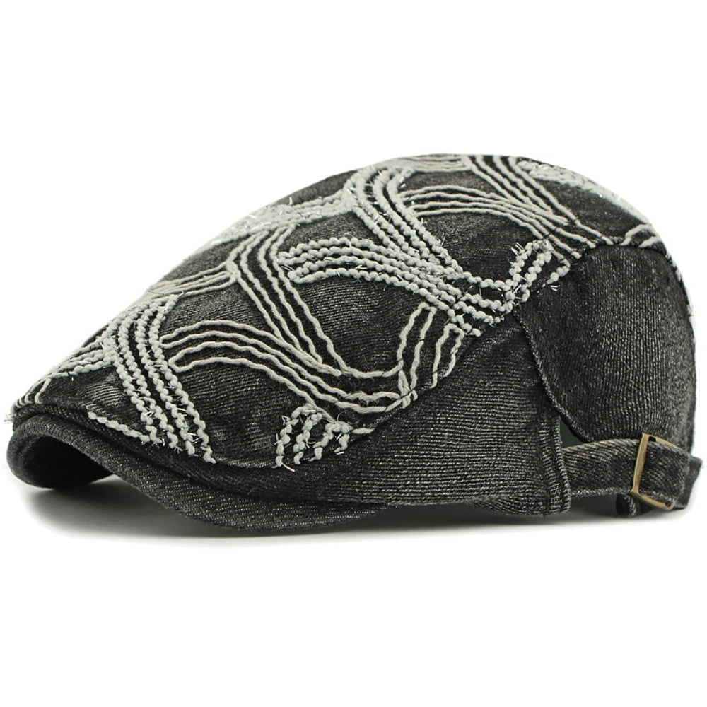 Vintage Artist Painter Beret Hat Male Female Adjustable Denim Beret Cap