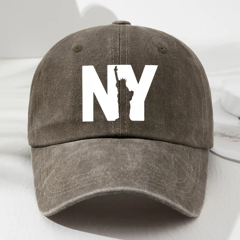 Unisex NY Goddess Print Soft Top Baseball Cap, Adjustable Outdoor Hat