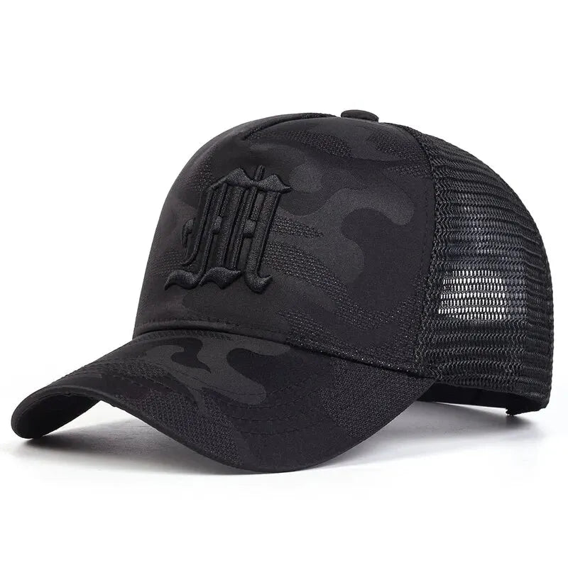 Fashion M Letter Camouflage Embroidery Baseball Net Caps Spring And Summer