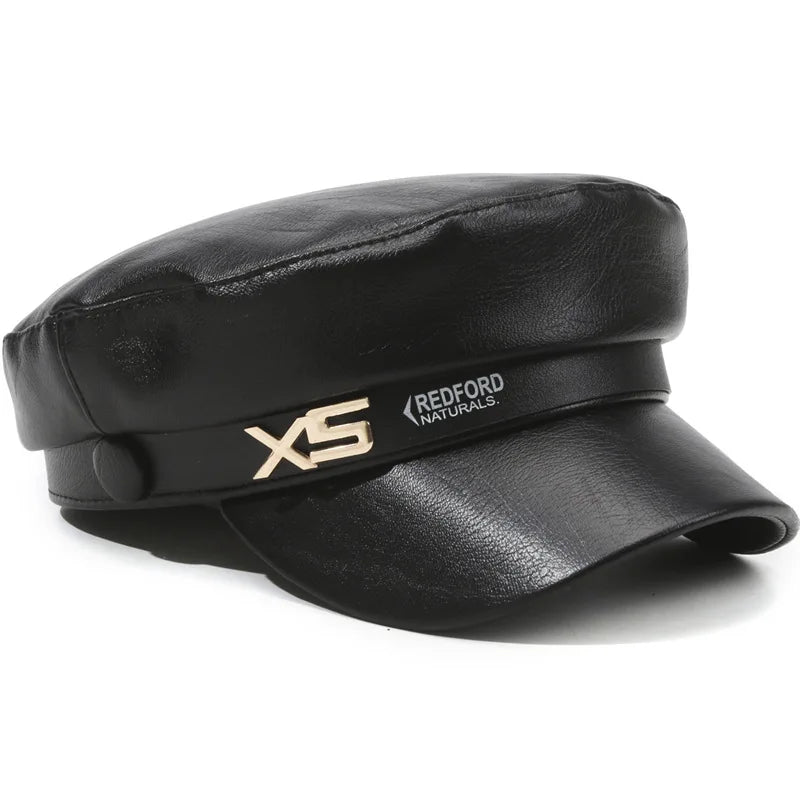 Spring And Autumn Versatile Beret Retro Flat Top Visor Small Face Black Painter Hat