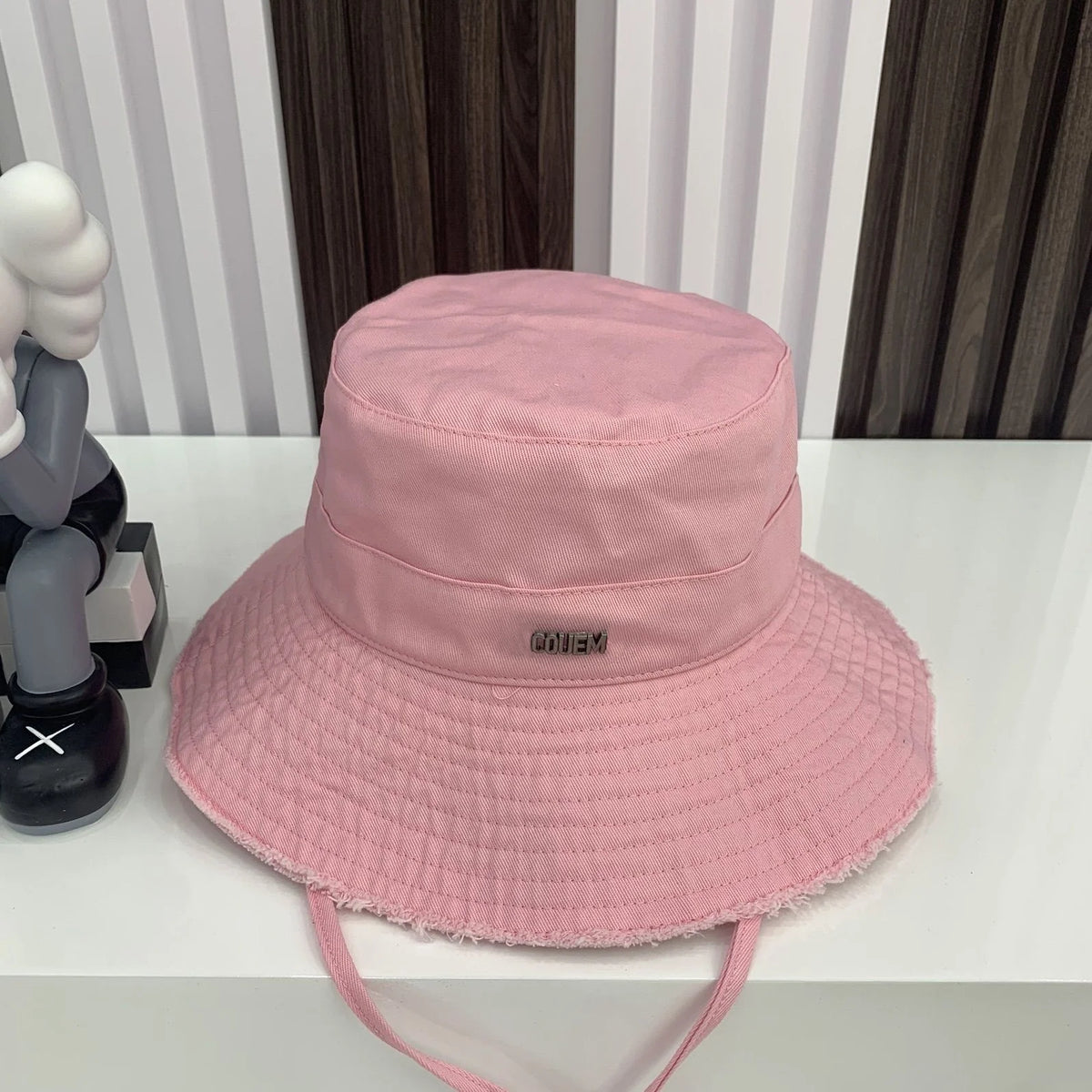 2026 Bucket Hat Female, Letter Metal Label Rough Edge Sunshade Flat Top