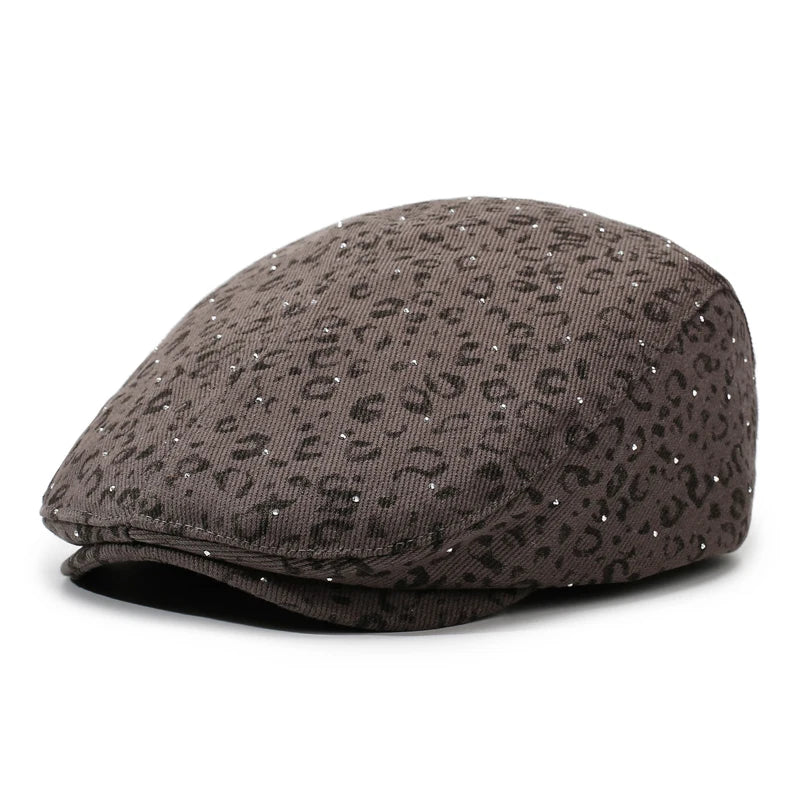 Vintage Leopard Print Newsboy Cap