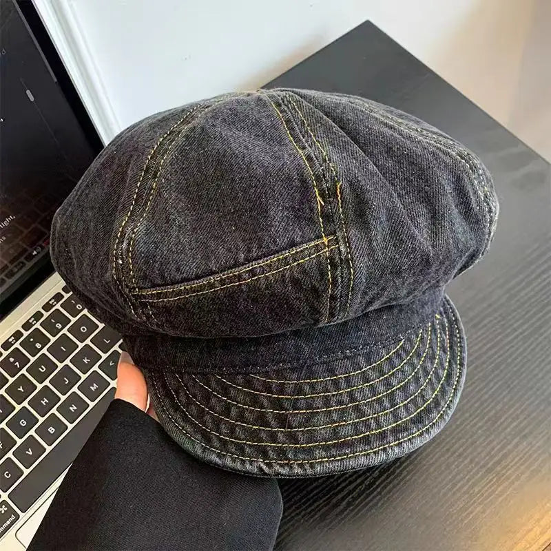 Japanese Retro Denim Cloud Berets Cap