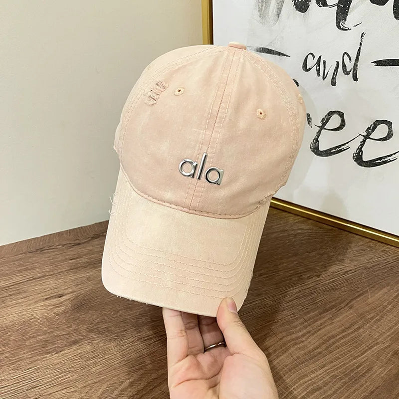 New Retro Lettering Tie-Dye Denim Baseball Cap