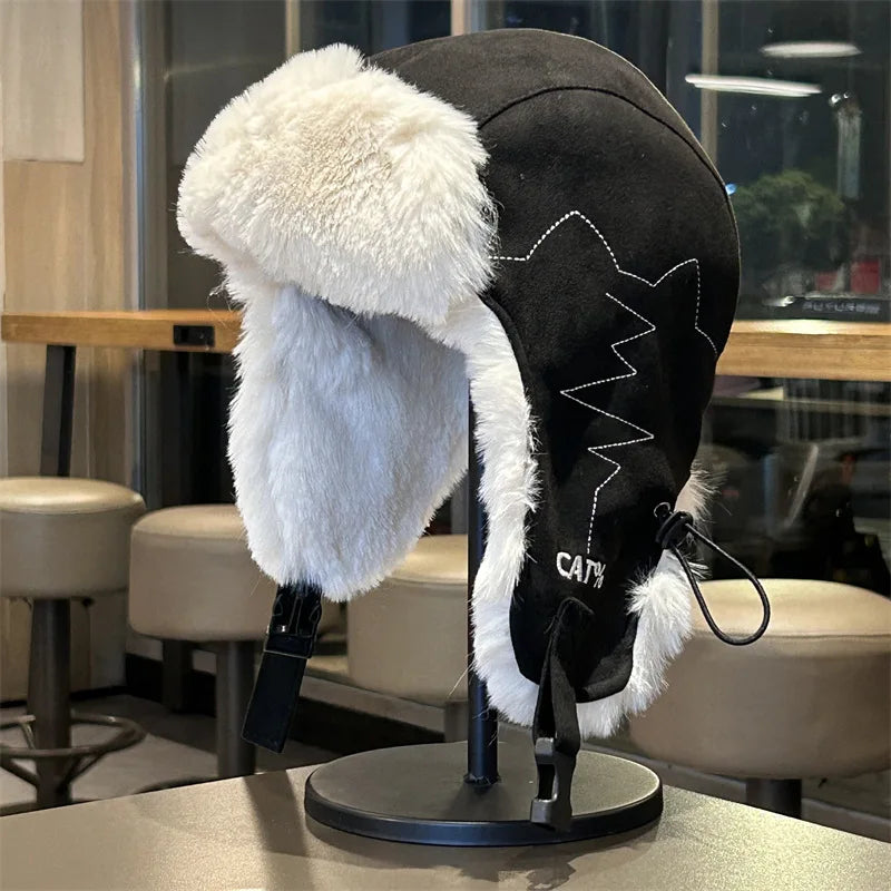 Winter Plush Lined Ushanka Hat For Men Women Windproof Cold Weather Outdoor