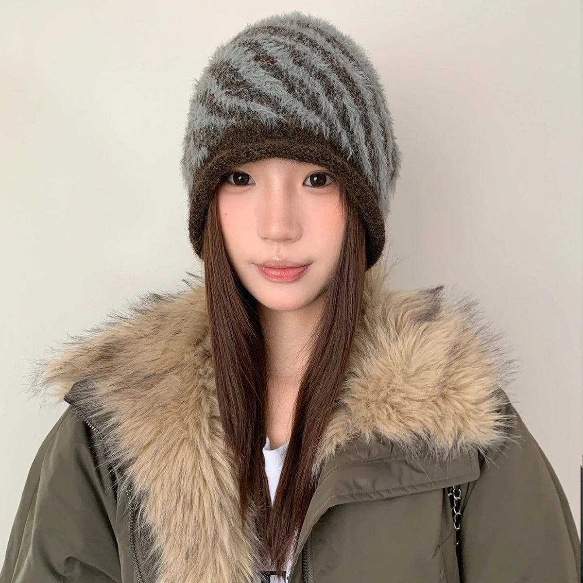Korean Style Reversible Wave Leopard Print Slouchy Hat