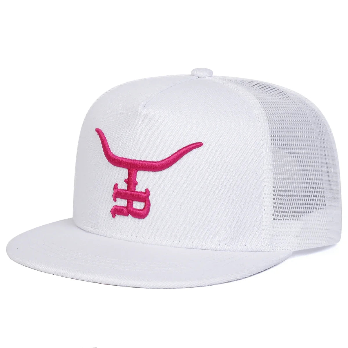 Unisex R Letter Bull Head Embroidery Hip-hop Net Hats Spring Summer