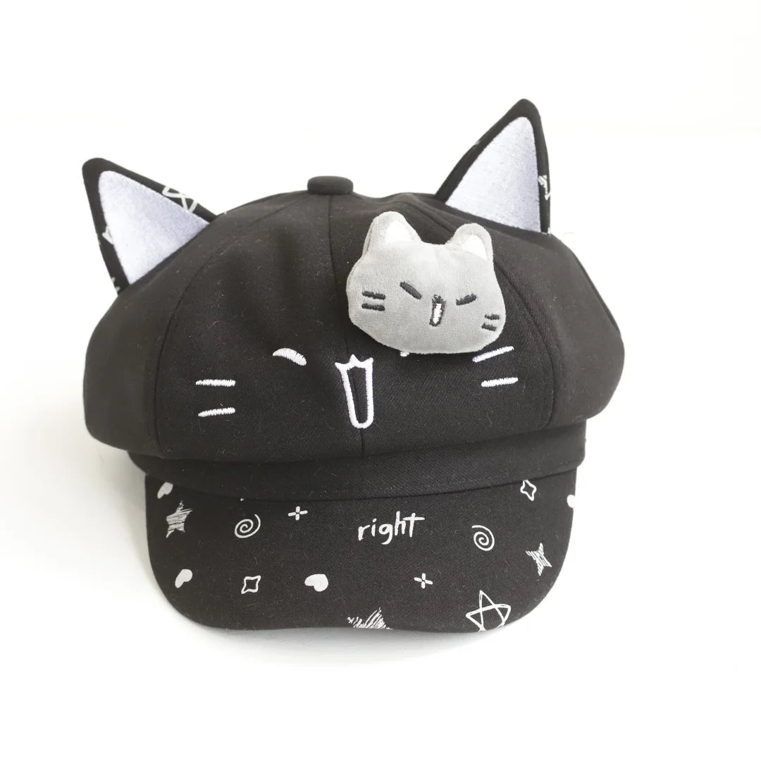 2026 New Cute Cat Ear Octagonal Hat