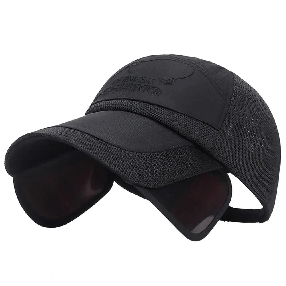 Adjustable Sun Visor Hat Retractable Brim Fishing Cap Quick-Drying Breathable Mesh