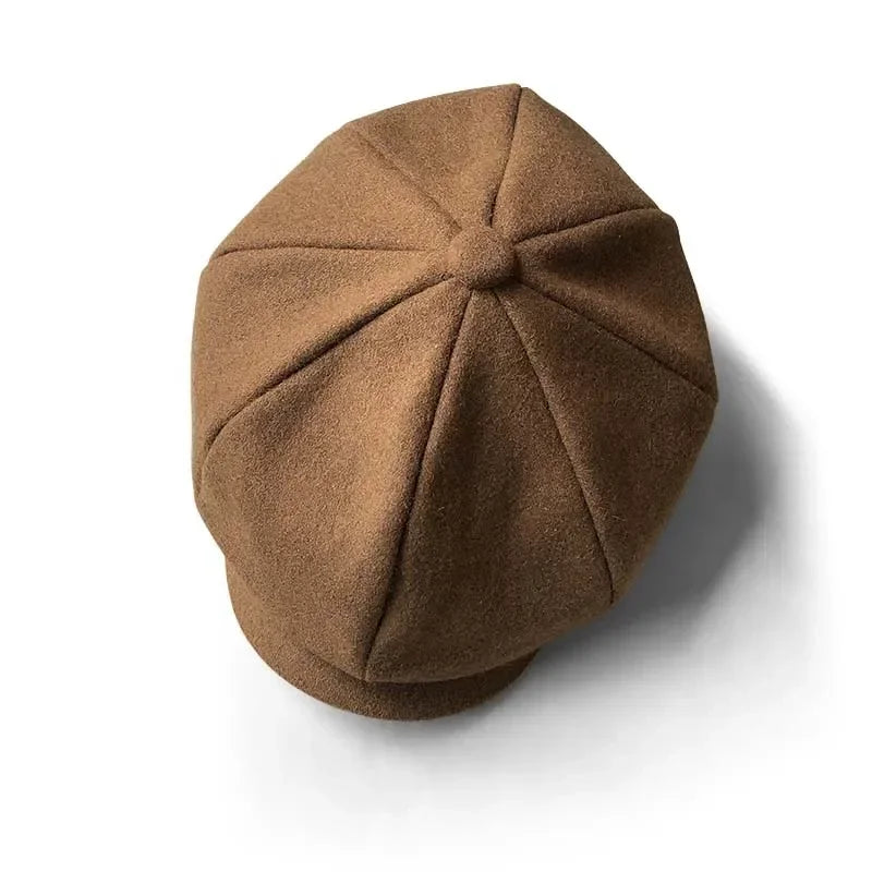Wool Newsboy Cap Black Khaki Men Women British Gatsby Retro Hat