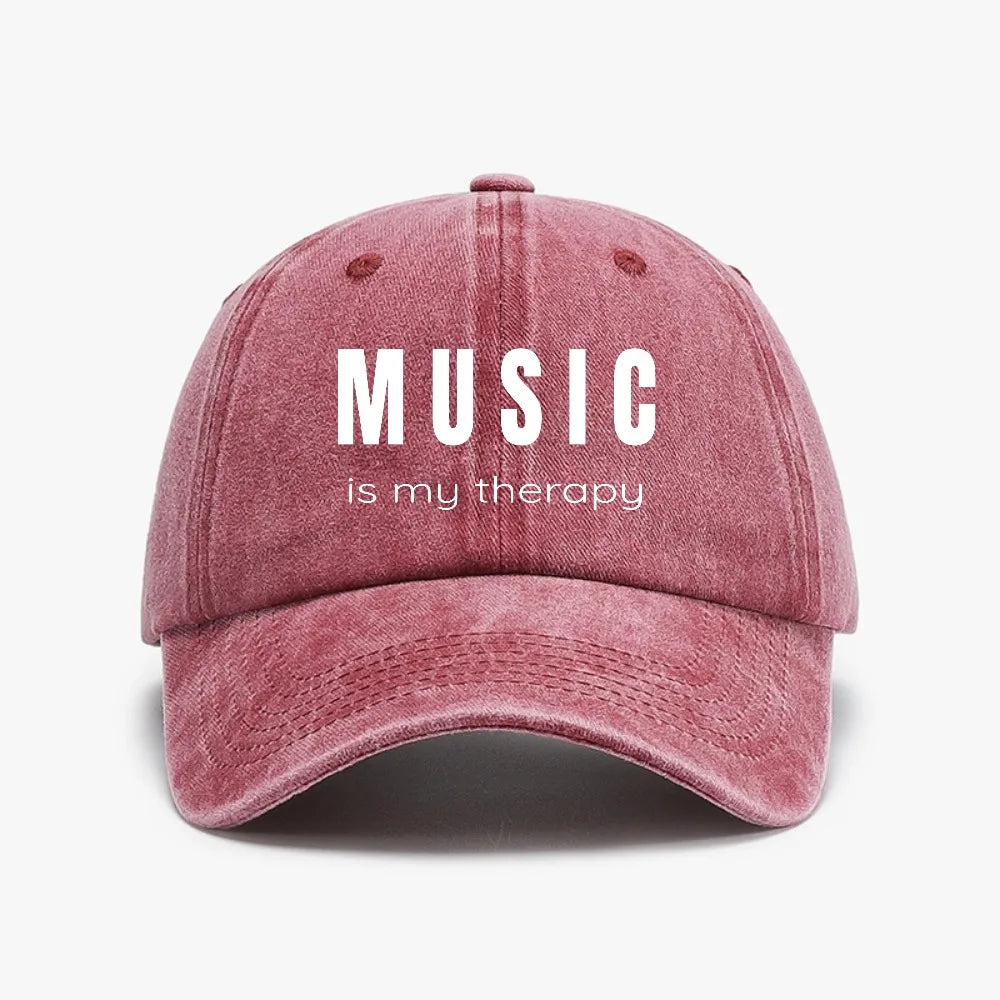 Music Is My Theropy Print hat Casual Adjustable