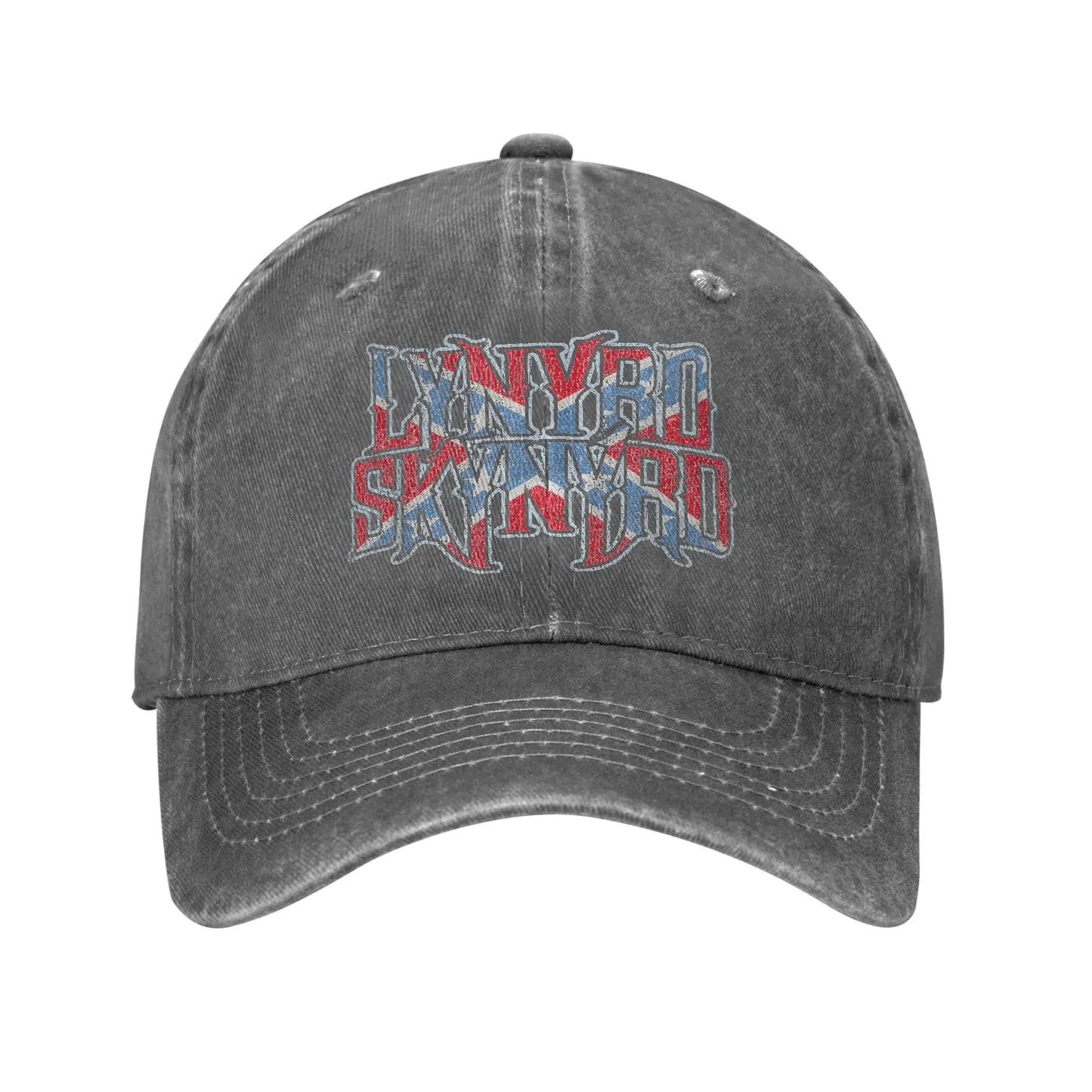Lynyrded Rock Biker Skynyrded Logo Baseball Caps Distressed Denim Flag US