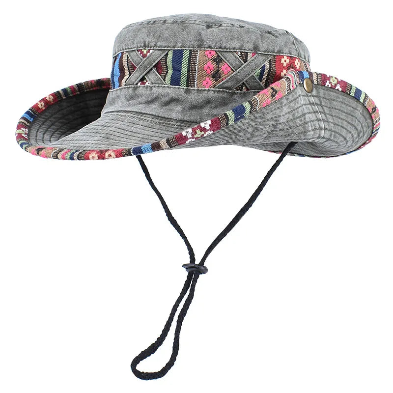 2026 Summer Bucket Hat With Wind Rope Women Man Vintage
