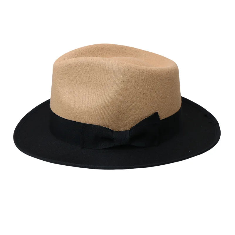 Men Women Wool Felt Fedora Hat Retro British Style Two Tone Jazz Cap
