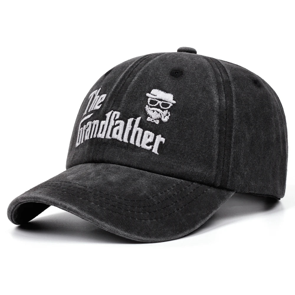 The Grandfather Washed Baseball Cap Retro Casual Women Men Dad Hat Denim Embroidered Hat