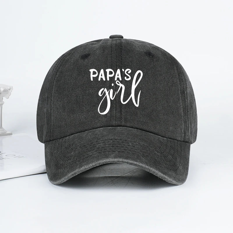 Vintage "Papa's Girl" Print Washed Baseball Cap