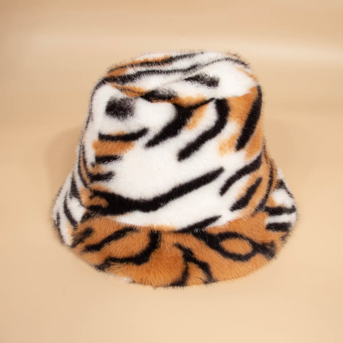 Fashionable Tiger Print Cute Unisex Plush Fisherman Hat