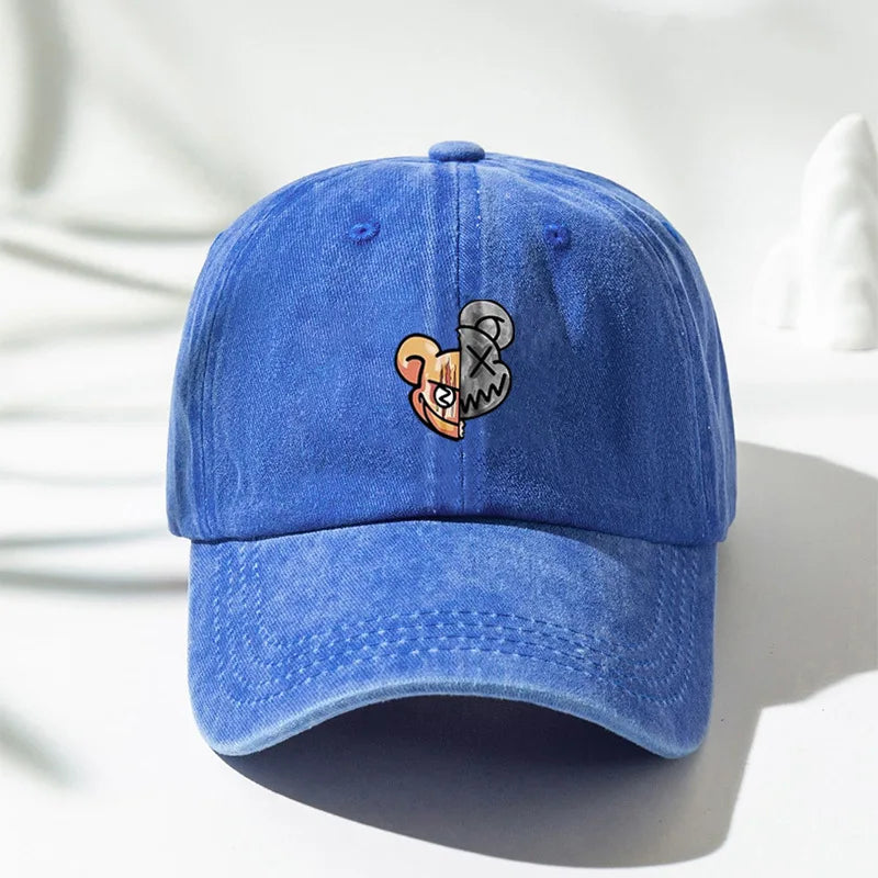 Fashionable Printed Violent Bear Washed Baseball Cap