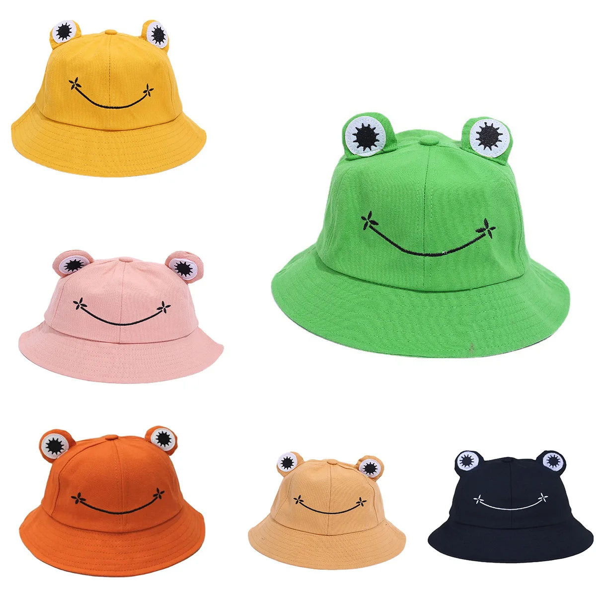 Cute Frog Bucket Hat, Yellow Cartoon Animal Ear Sun Hat