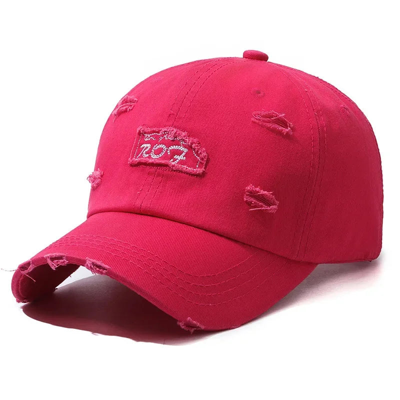 Unisex Distressed Letter Baseball Cap Spring Fall Outdoor
