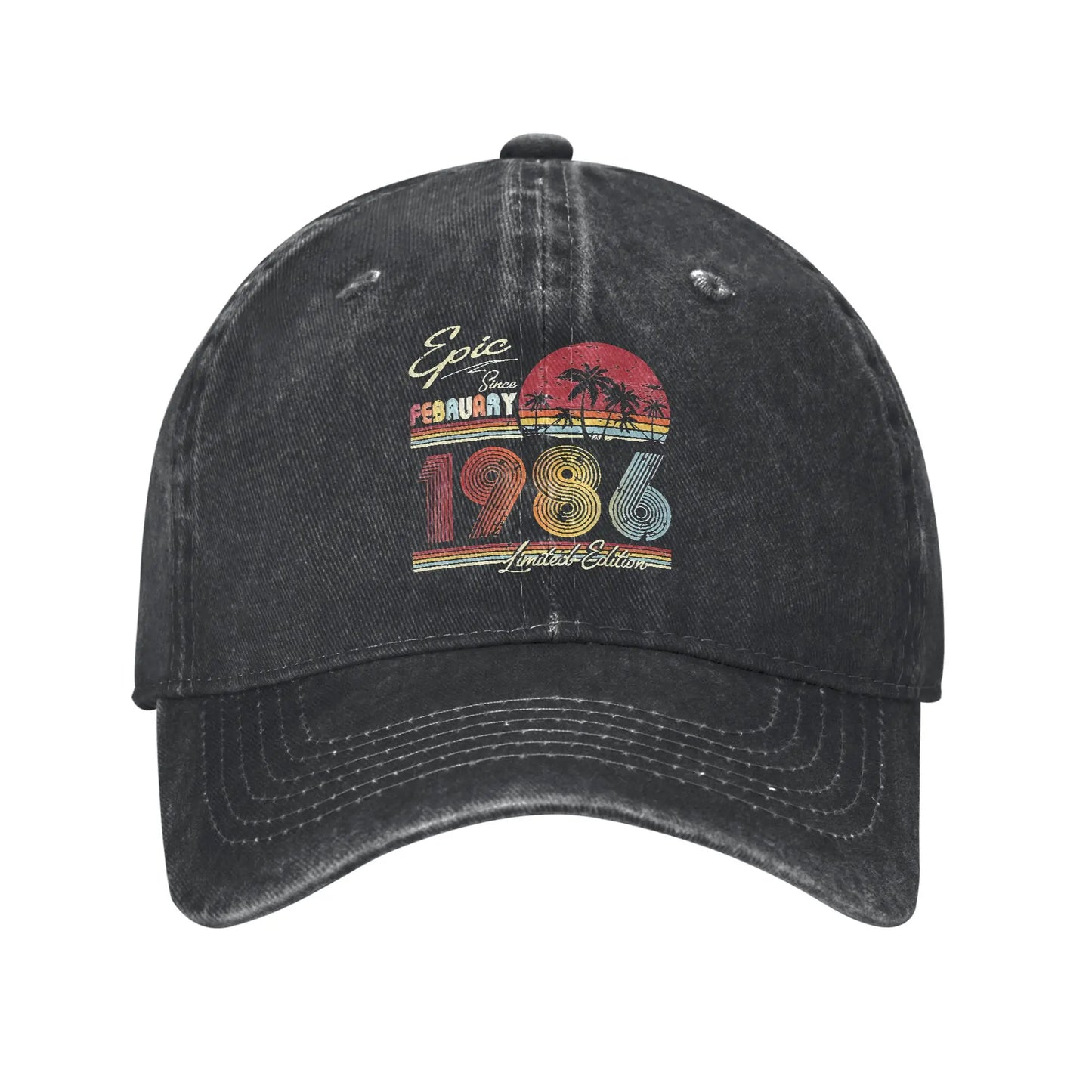 Unisex Vintage 1986 Birthday Year 40 years old Printed Hats Vintage Distressed Denim Baseball Cap