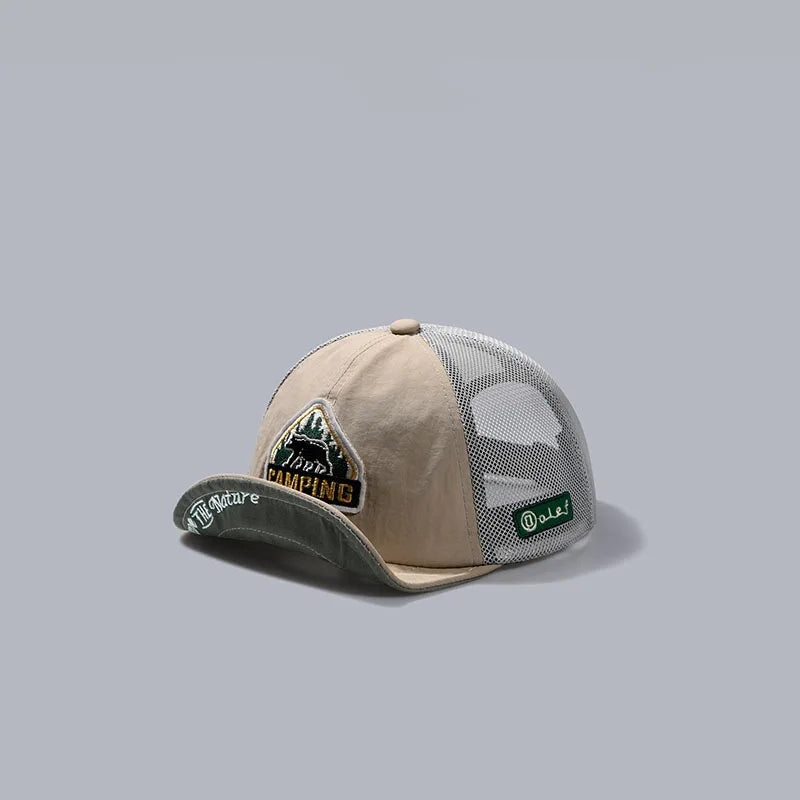 Big Size Short Visor Baseball Cap Breathable Dad Mesh 5 Panel Caps Men