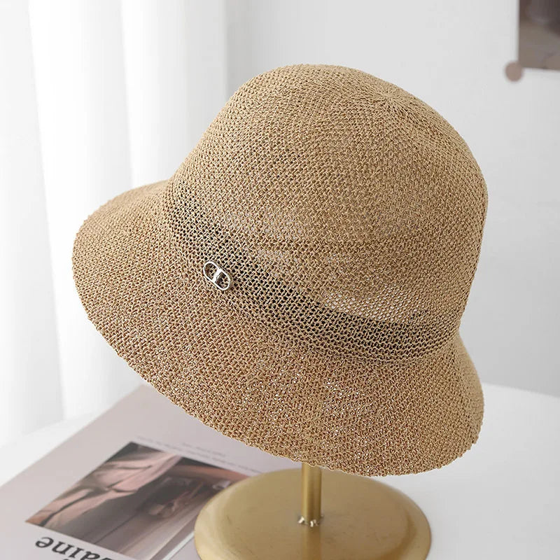 Bucket Hat Sun Protection For Women Korean Minimalist Knit Fisherman Cap