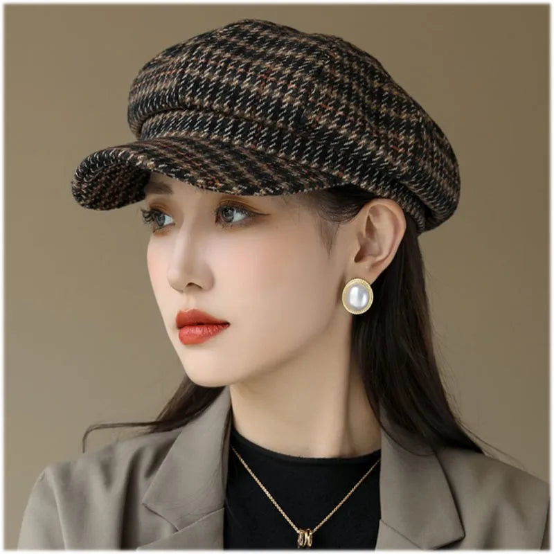British Style Ladies Octagonal Hat Spring And Autumn