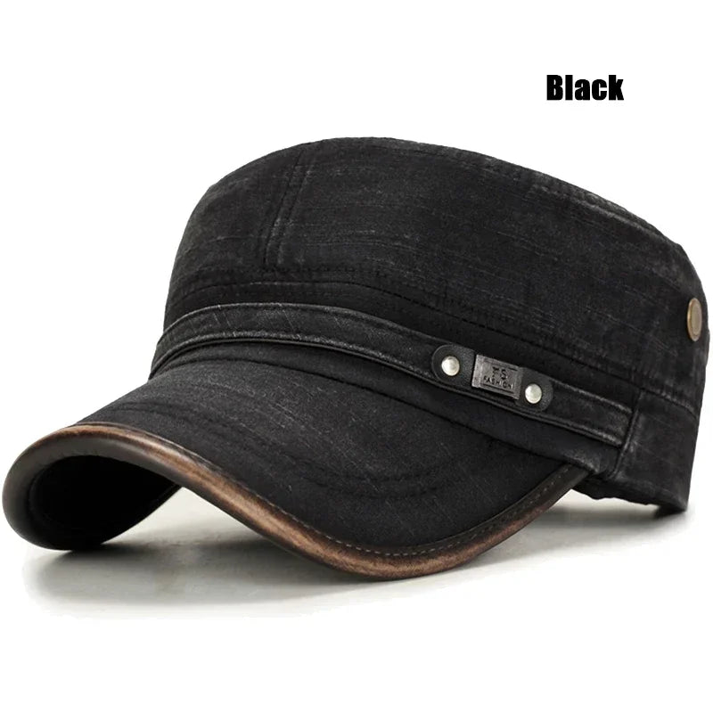 Leather Brim Washed Distressed Cotton Adjustable