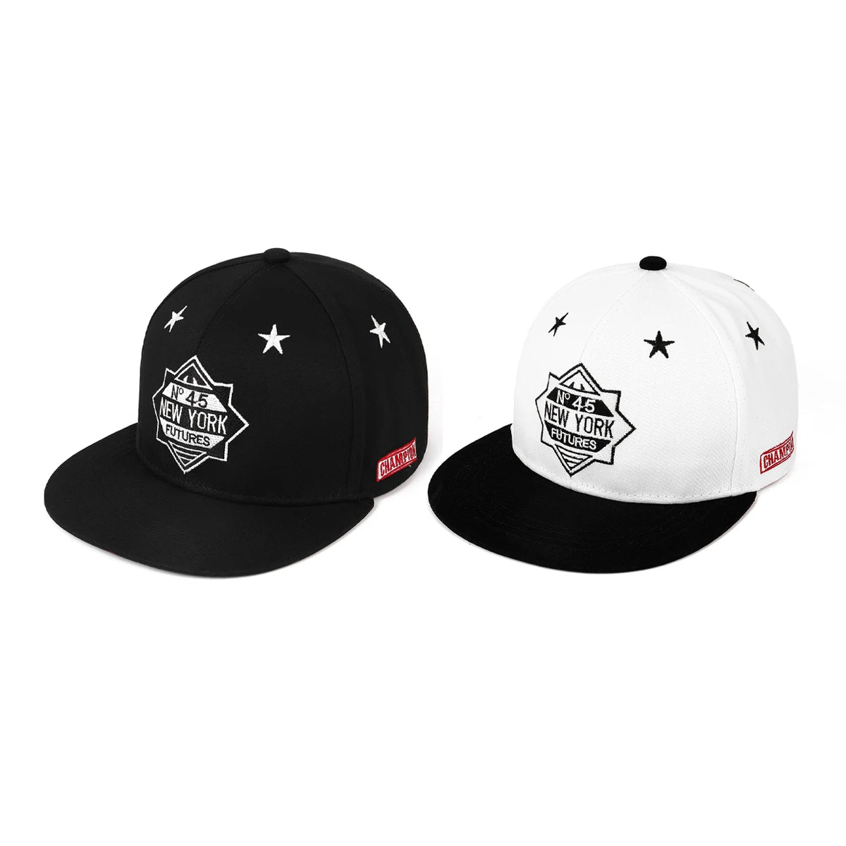 Korean-Style Trendy Embroidered Hexagram 45-Degree Hard-Top Flat-Brim Hat
