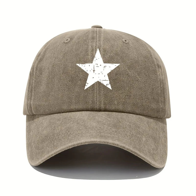 Star Print Baseball Cap Retro Lightweight Washed Cap Adjustable