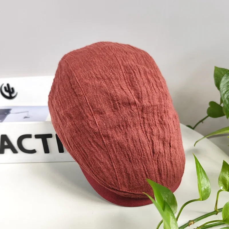 Linen Berets Hats For Men Summer Breathable Newsboy Caps